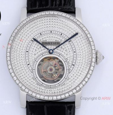 BBR Factory Cartier Rotonde De Tourbillon Full Diamond Watch 40mm